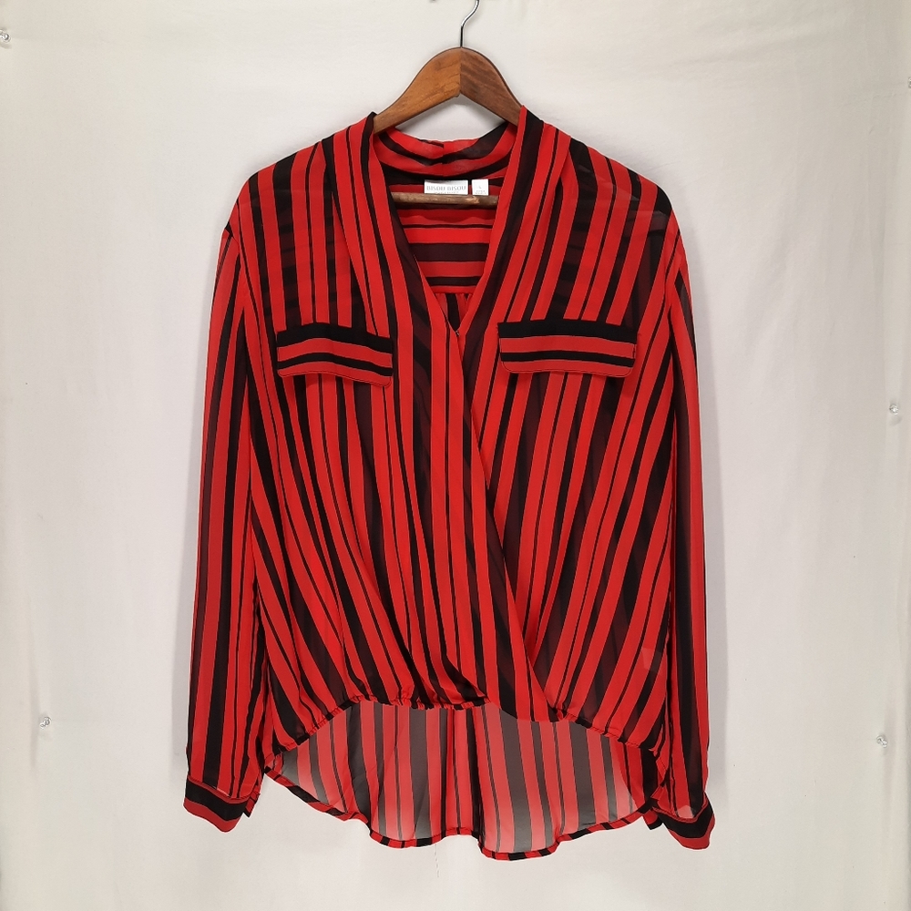 Bisou Bisou striped sheer blouse